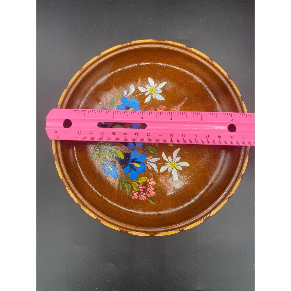 Vintage Cuendet Wood Hand Painted Musical Spins Pedestal Bowl Dish Lara's Theme - Picture 6 of 6